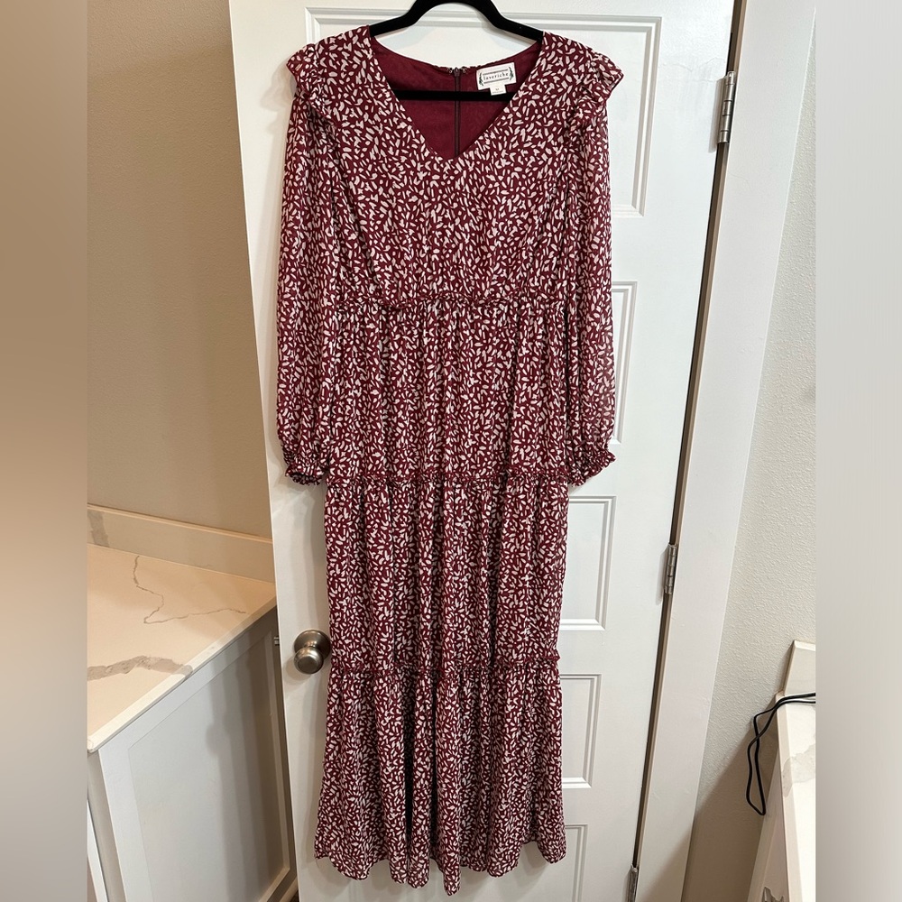 Loveriche Boho Burgundy Maxi Dress Size Medium